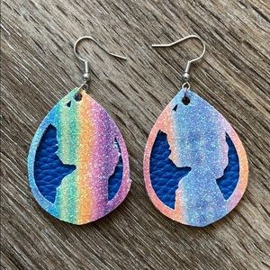 Rainbow Elsa Leather Earrings